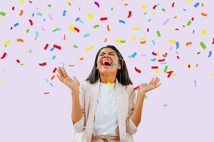 Woman with confetti